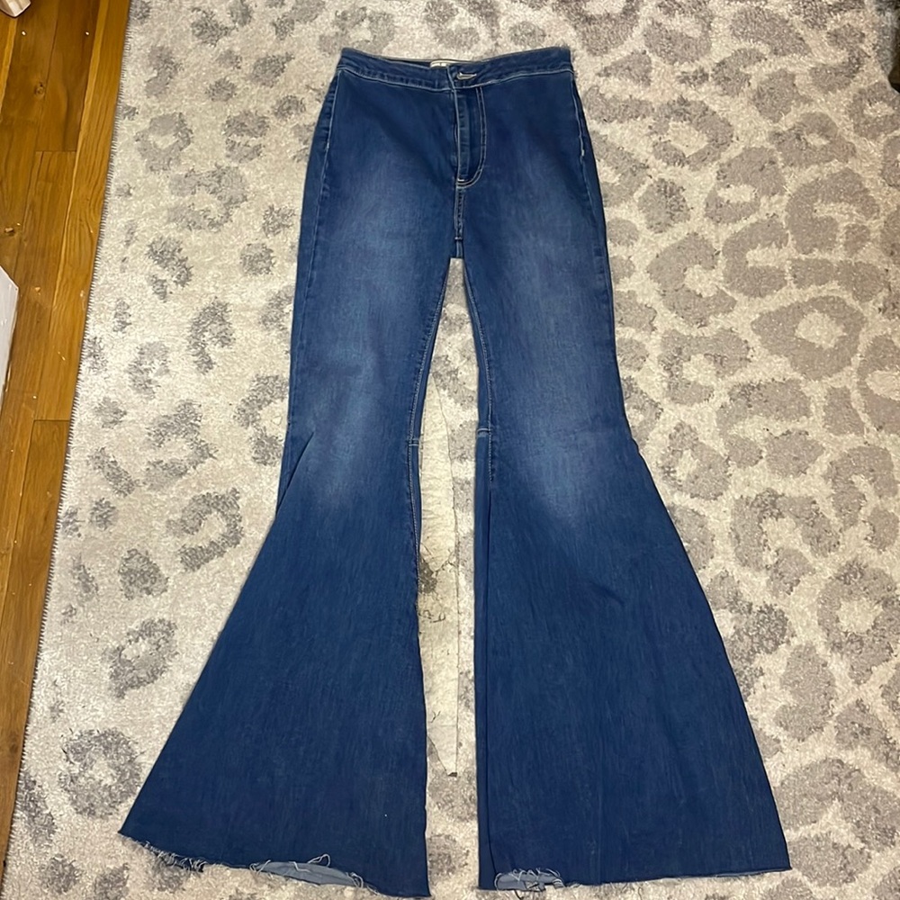 Free people dark wash flare jeans